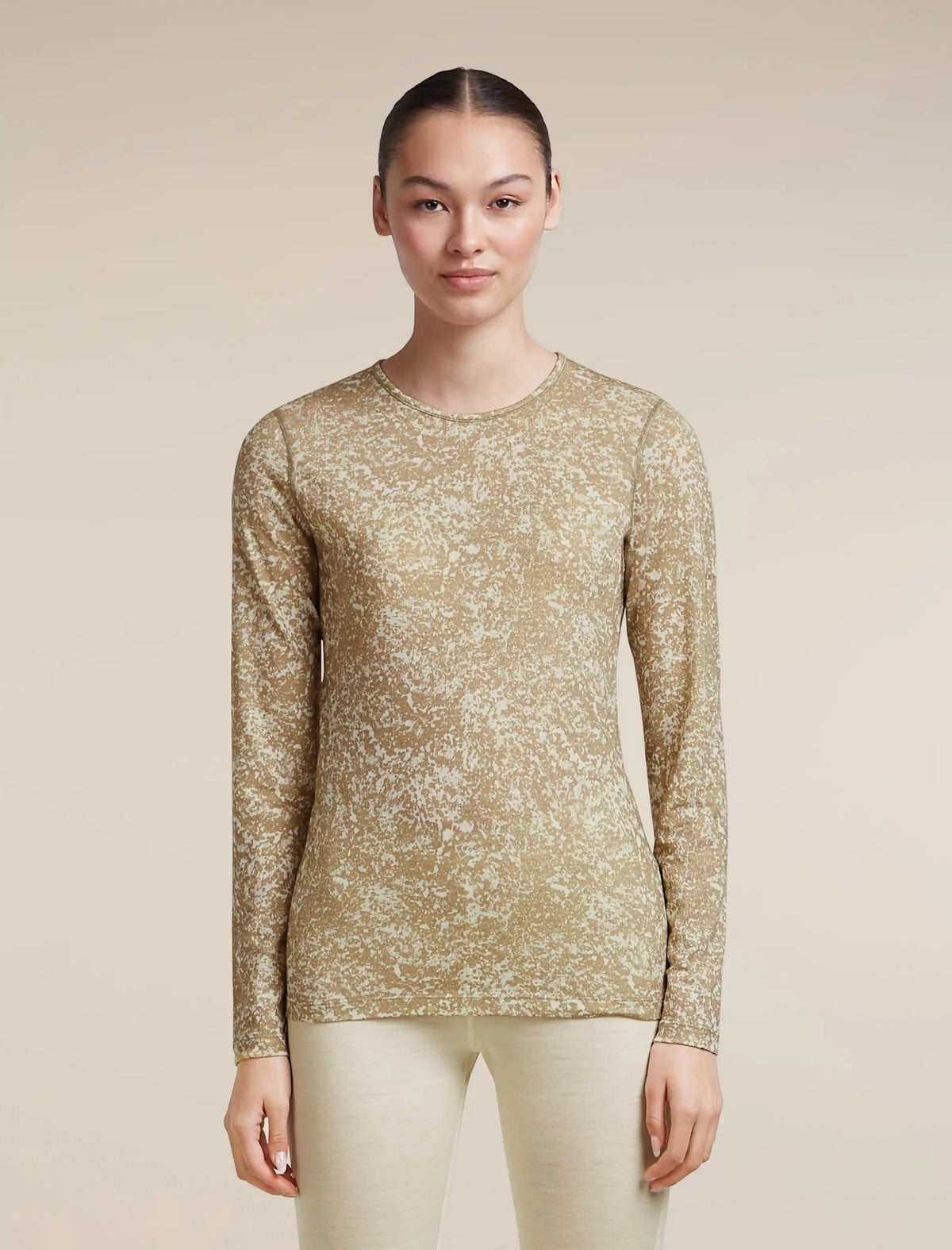 Women's Merino 200 Oasis Long Sleeve Thermal Crewe Moss Bloom AOP